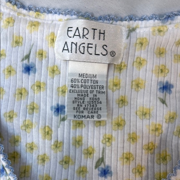 Vintage Earth Angels Floral Pajama Set, ruffled hems, sz Med &Small, *READ - Picture 4 of 11